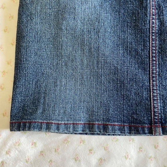 y2k 2000s contrast stitch denim mini skirt 💕 - Picture 4 of 8